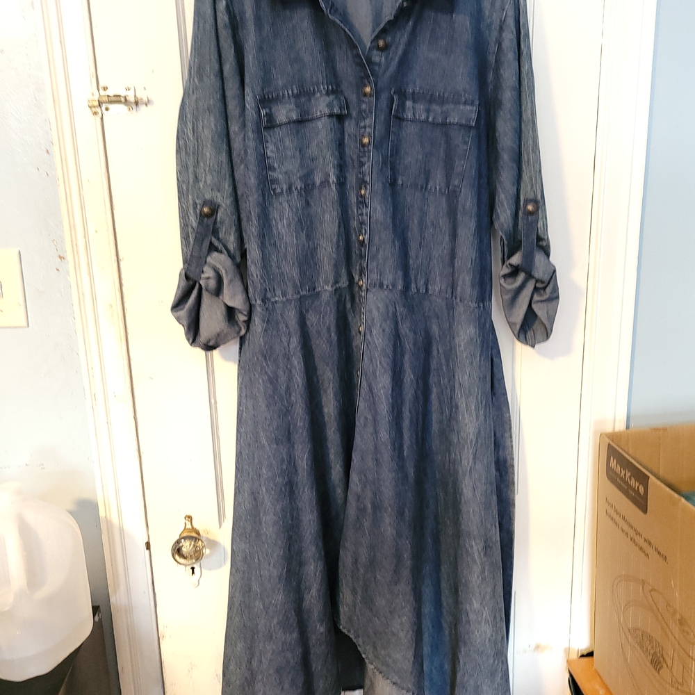 Ashley Stewart Indigo Long Sleeve Denim Dress